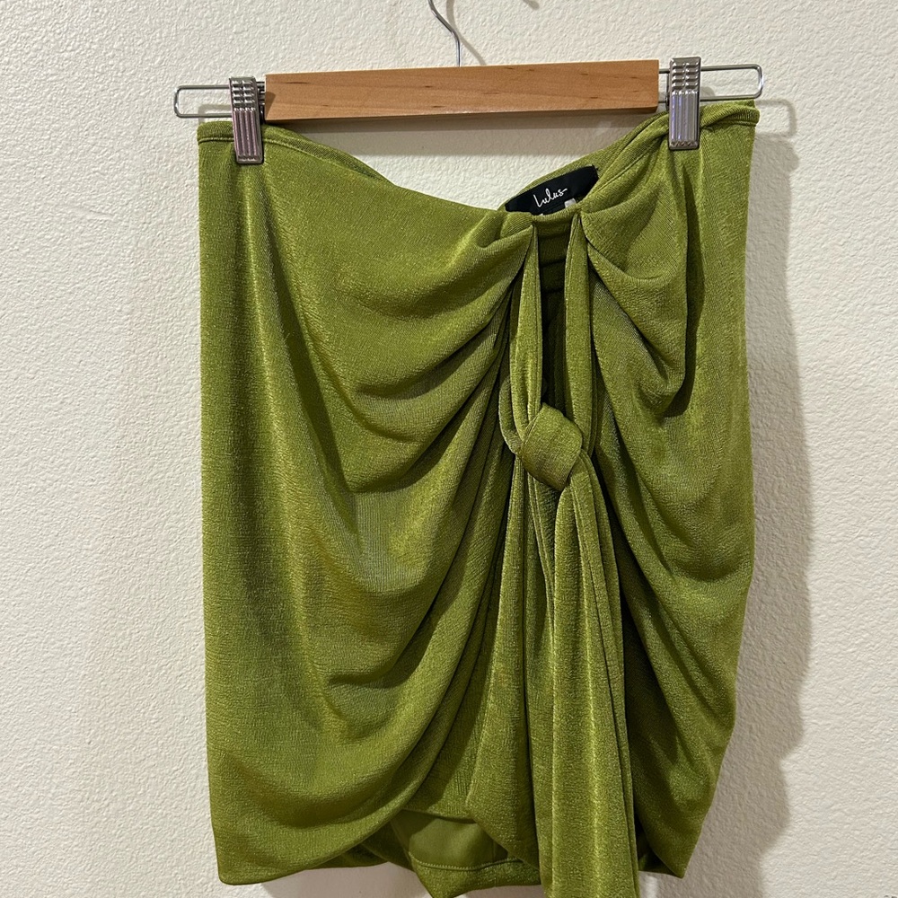 Lulu's Chartreuse Draped Mini Skirt